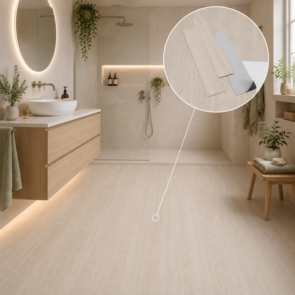 Arquiservi - Suelo vinílico autoadhesivo Roble Natural Mate (25M2) - Fácil Instalación, Resistente al Agua, Apto Suelo Radiante