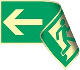 thumbnail of Schild Rettungsweg links/rechts doppelseitig, Kunststoff, nachl., 160-mcd, 297x148 mm