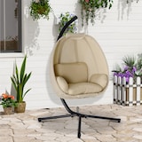 thumbnail of Outsunny silla colgante huevo con soporte columpio jardín exterior con cesta plegable y cojín para interior y exterior carga 120 kg caqui