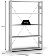thumbnail of PROREGAL Profi-Lagerregal Stecksystem | Grundregal/Grundfeld | HxBxT 200x130x30cm | Fachlast 90kg | Verzinkt