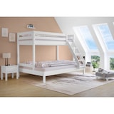 thumbnail of Doppel-Etagenbett 140x200 und 90x200 Erwachsenen-Stockbett Kiefer Massivholz weiß V-60.18W-09-14 Rollrost und Matratze inkl.