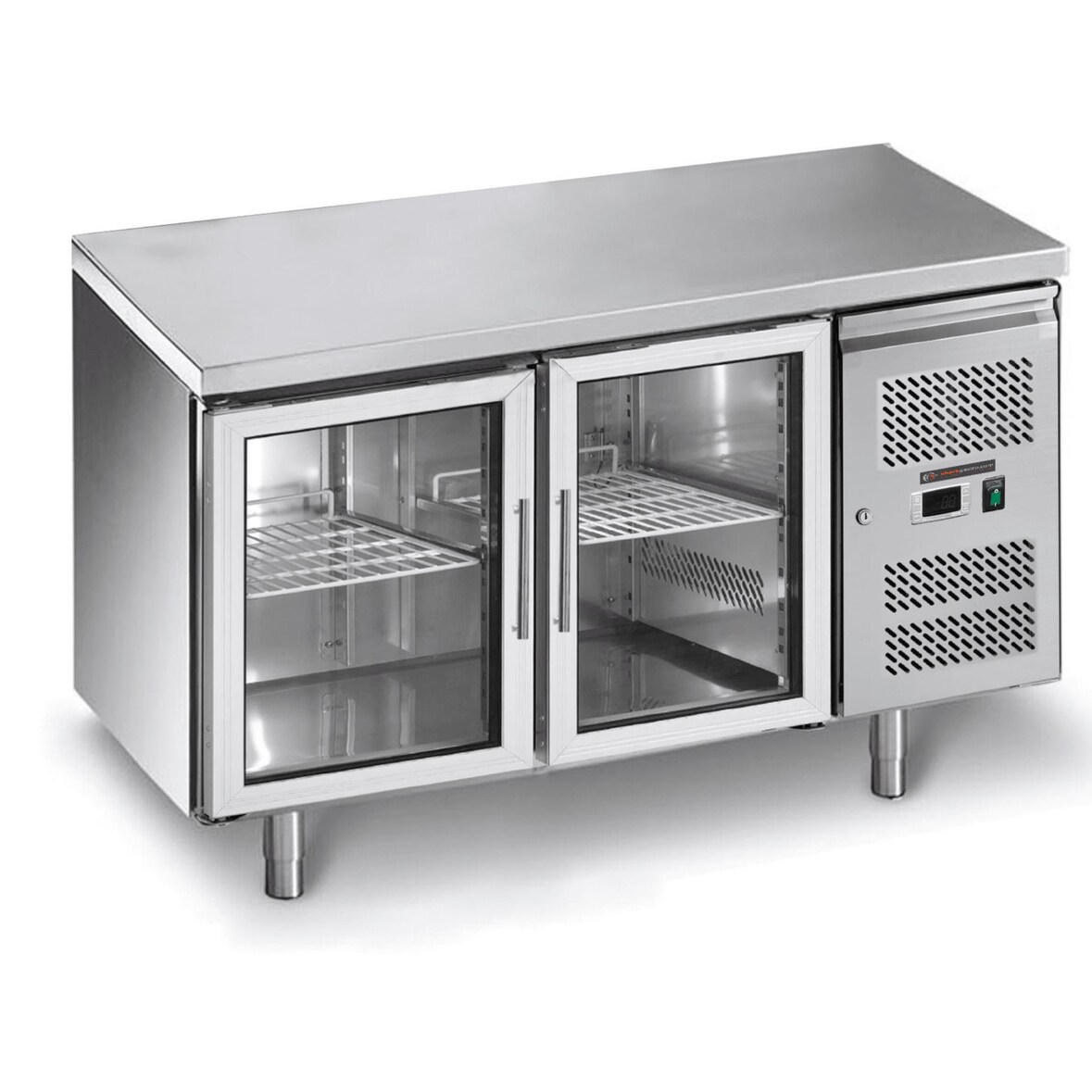 Kühltisch / Getränkekühltisch - 1,36 x 0,7 m - 2 Glastüren - IDEAL