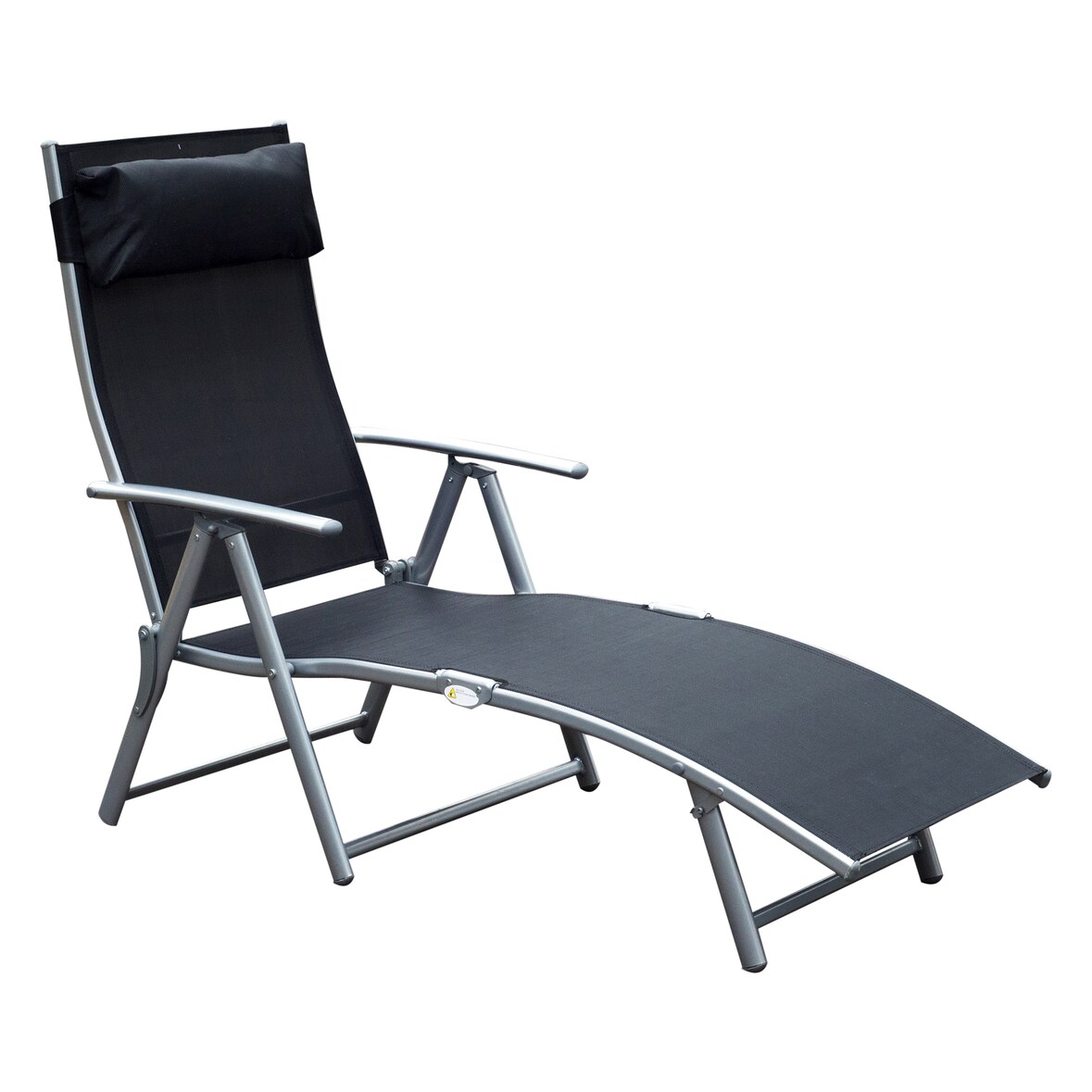 Tumbona plegable tumbona de jardín con respaldo ajustable en 7 niveles almohada y reposabrazos carga 165 kg para piscina terraza 137x63,5x100,5 cm