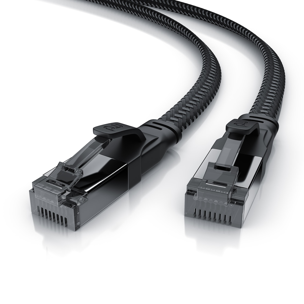 Primewire CAT 8.1 Netzwerkkabel Flach 40 Gbits, Baumwollmantel, LAN Kabel Patchkabel, Gigabit RJ45 Ethernet Cable, Flachbandkabel, Verlegekabel - 7,5m