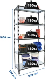 thumbnail of SimonRack Metallregal, 1800x800x300 mm, 5 Ebenen, Metallboden, 180 kg Biegepunkt, Anthrazit/Verzinkt - Simonclick