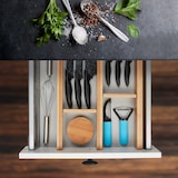 thumbnail of Relaxdays Schubladentrenner, 10 tlg. Set, verstellbare Länge von 34 bis 44 cm, Bambus, Schubladenteiler Küche, natur