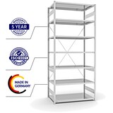 thumbnail of PROREGAL Fachbodenregal Stecksystem | Grundregal | HxBxT 300x130x80cm | 7 Ebenen | Fachlast 190 kg | Einseitig nutzbar | Lichtgrau