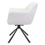 thumbnail of Set van 2 eetkamerstoelen HWC-K33, keukenstoel Stoel, draaibare autostand, stof MVG ~ bouclé-wit