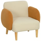 thumbnail of HOMCOM sillón de salón nórdico butaca para dormitorio con reposabrazos y patas de madera sofá individual carga 120 kg para oficina beige y ocre