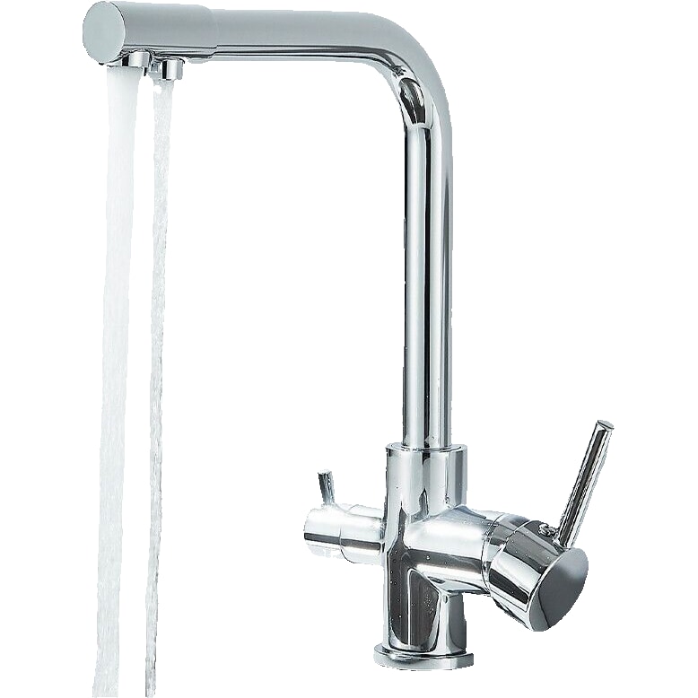 KLARWERK® Felix | 3-Wege Armatur Edelstahl Chrom glänzend | Filter Trinkwasser Wasserhahn Küche | 360° Osmose Mischbatterie U-Auslauf 3 Anschlüsse