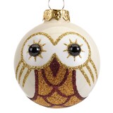 thumbnail of 1 Eule Glas 6cm beige kupfer braun Christbaumschmuck Weihnachtskugeln Waldtiere