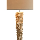 thumbnail of SalesFever Lampadaire bois flotté |Abat-jour lin|Structure bois flotté et tube métallique|Base bois d'hévéa|L30xP30xH150cm|noir–naturel–blanc