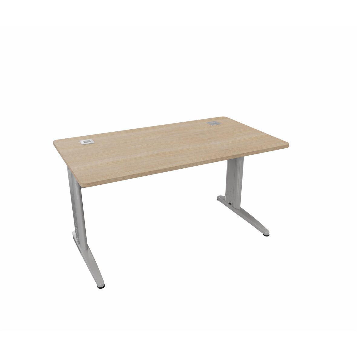 Vinco - bureau corial droit 140 x 80 structure aluminium / plateau chene