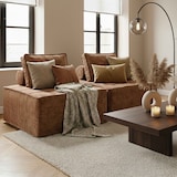 thumbnail of Oviala Canapé modulable 2 places en tissu avec coussins terracotta