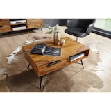 thumbnail of WOHNLING Couchtisch Massiv Holz Holztisch Wohnzimmertisch mit Metallbeinen Tisch