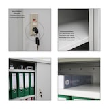 thumbnail of PROREGAL Aktenschrank ELEPHANT mit abschließbaren Schiebetüren | HxBxT 90x90x40cm | 2 Fachböden | Lichtgrau | Metallschrank Ordnerschrank Büroschrank