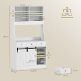 thumbnail of HOMCOM alacena de cocina con 2 puertas corredizas 3 cajones encimera para microondas y estantes ajustables blanco 93,5x40x180 cm