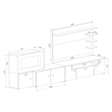 thumbnail of Mobili da soggiorno con camino elettrico a 5 livelli di fiamme, finitura Bianco Opaco e Laccato Bianco Chiaro, 290x45x170cm - NEWOLYMPOWHITE