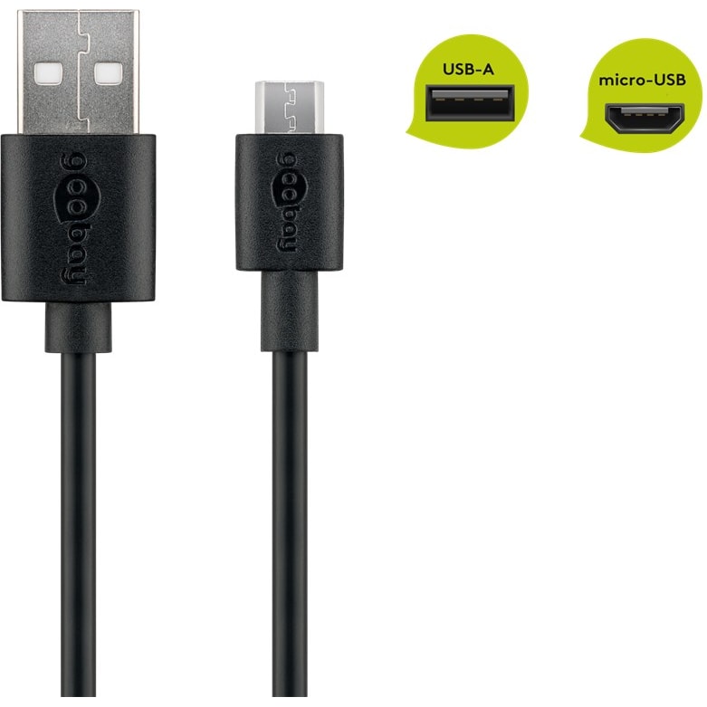 Goobay 46800 Micro USB Lade- und Synchronisationskabel, 1 m, Schwarz - für Android-Geräte, Schwarz