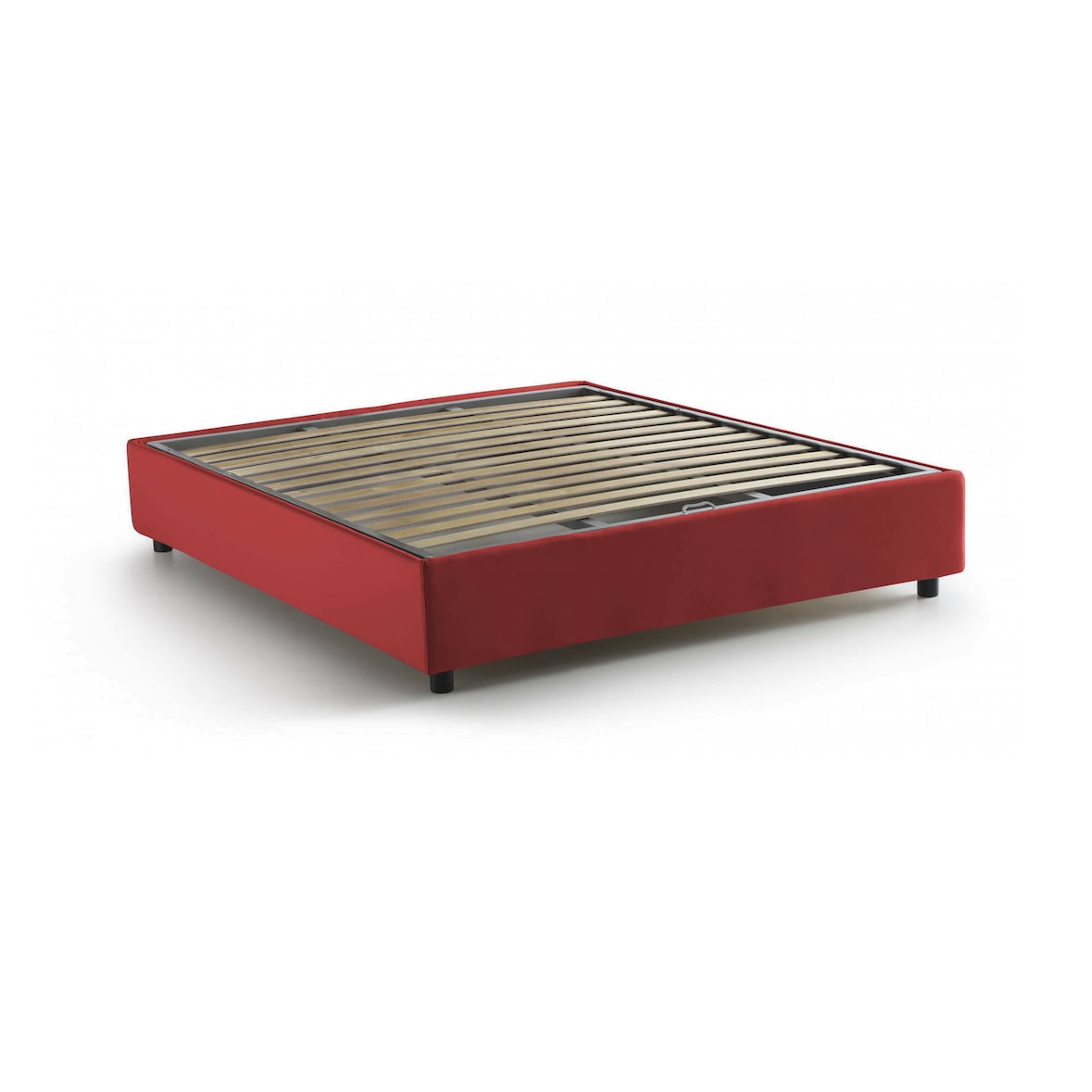 Dmora Dcistan Doppelbett, Bettkasten mit Stoffbezug, 100 % Made in Italy, Öffnung vorne, geeignet für Matratze 160 x 190 cm, Rot