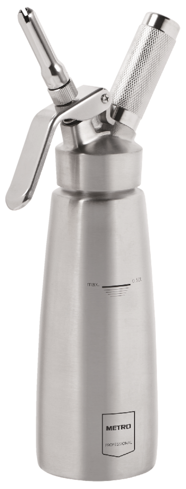 METRO PROFESSIONAL Sifone per panna montata, acciaio inox, Ø 7.8 x 26.1 cm, 0.5 L, argento
