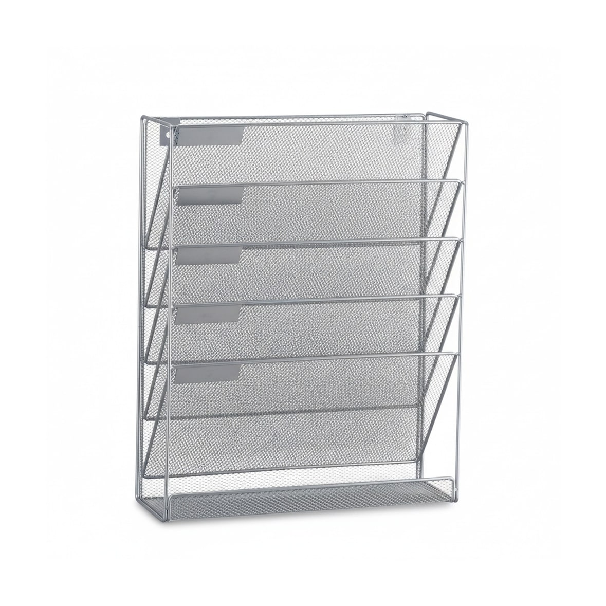 Relaxdays Zeitschriftenhalter Wand, Prospekthalter A4, Zeitschriften Wandhalter, Metall, HxBxT: 40 x 32 x 10 cm, silber