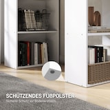 thumbnail of Schreibtisch mit Regal 120x55x120 cm Weiß, kompakter Arbeitstisch mit 4 Ablagen und offenen Fächern, große Arbeitsfläche fürs Homeoffice