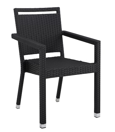 METRO PROFESSIONAL Stapelbare stoel met armleuningen en handgreep Barbados, polyrattan, zwart