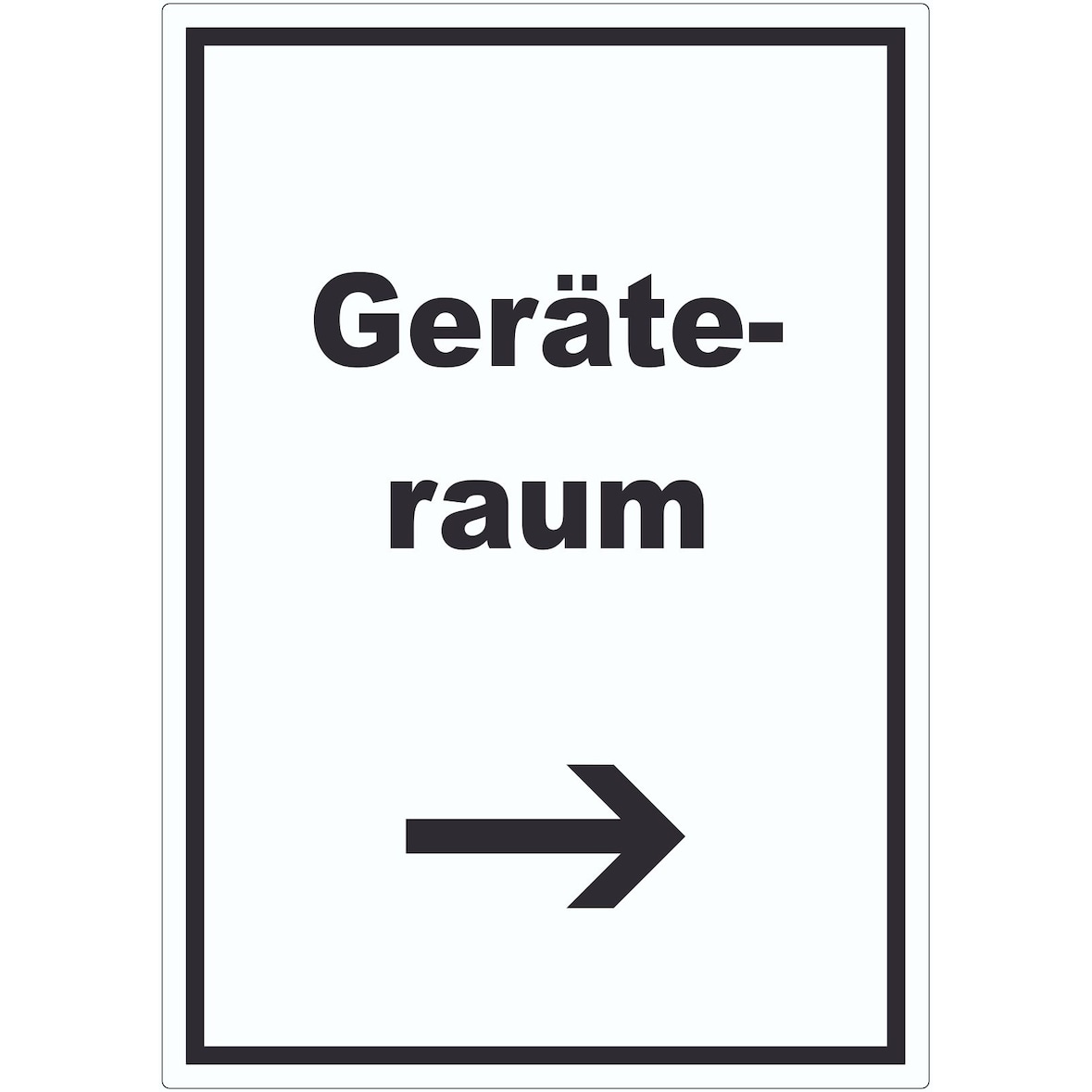 Geräteraum Aufkleber mit Text und Richtungspfeil rechts Schuppen hochkant A9 (37x52mm)