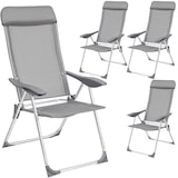 thumbnail of tectake Lot de 4 chaises de jardin en aluminium avec nuque rembourrée - gris - 402181