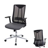 thumbnail of Silla de oficina HWC-J53, silla giratoria silla de escritorio, ergonómica imitación cuero ~ gris