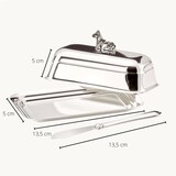 thumbnail of Butterdose Kuh 18x13 cm, Silberglanz, mit Buttermesser