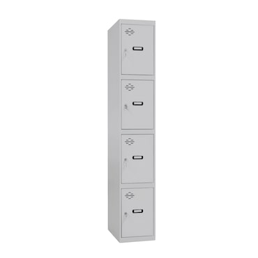 SimonRack Armário Vestiário Metálico 4 Portas com Chave, 1800x300x500 mm Cinza - Simonlocker