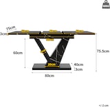 thumbnail of Ausziehbarer Esstisch Teleskoptisch 76x160x75 cm Marmordekor Schwarz mit Metallschienen Verriegelung und verstellbaren Füßen MDF Metall