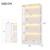 thumbnail of Merax LED Vitrinenschrank 80×35×170 cm, Glasvitrine modern Weiß, Sammlungsvitrine mit App-Steuerung, 4 Ebenen, Push-to-Open Türen