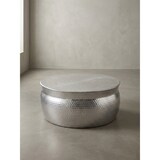 thumbnail of Couchtisch 75x31x75cm Aluminium Silber Beistelltisch orientalisch rund, Flacher Hammerschlag Sofatisch Metall, Design Wohnzimmertisch modern,