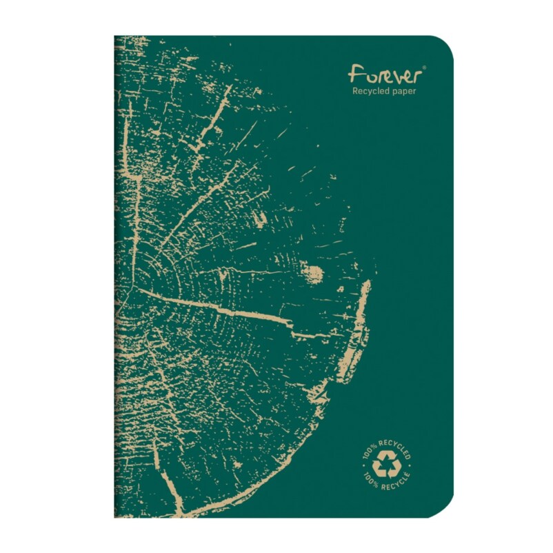 Lot de 5 Carnet Forever Premium A5, 96p./48 feuilles 90 g/m² piquées, ligné, coloris vert pin