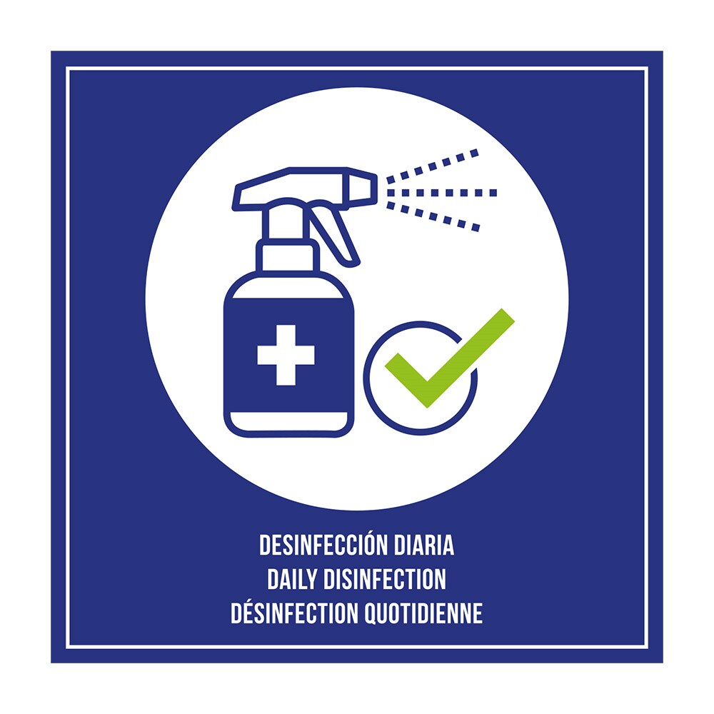 Placa Autoadhesiva "Desinfección Diaria"  12X12 Cm Azul Metacrilato