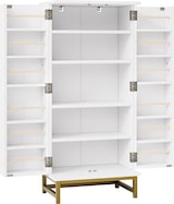 thumbnail of Merax keukenkast 60x40x130 cm, witte voorraadkast met gouden grepen, verstelbare planken en deurvakken