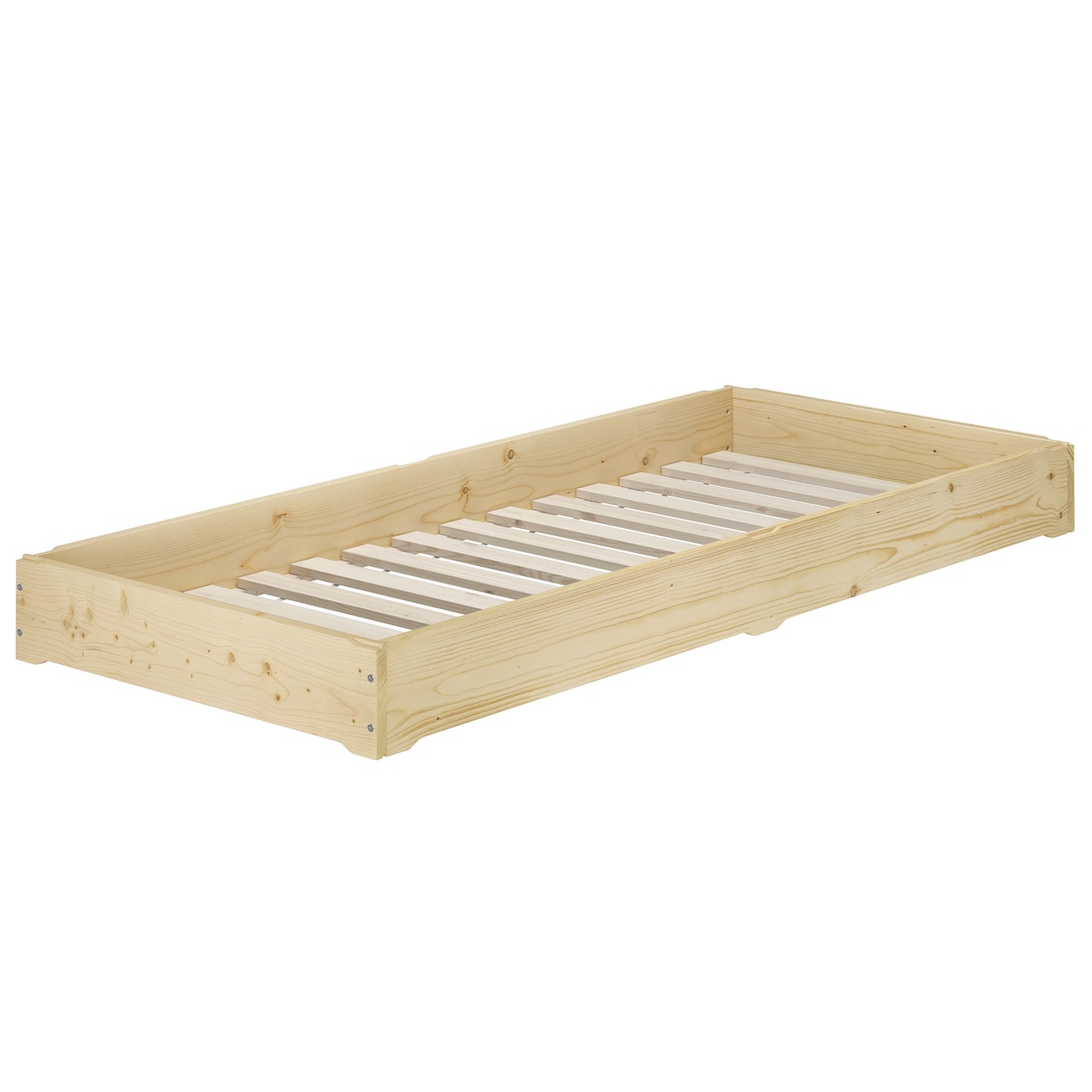 Funktionsbett Bettrahmen Fichte 80x200 Gästebett Bodenbett mit wählbarem Zubehör V-60.69-08 Rollrost inkl.