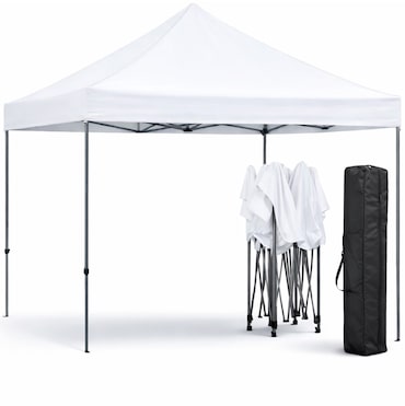 Gazebo Professionale 3x3 M Richiudibile Automatico In Acciaio Con Telo Oxford 1200D PVC Impermeabile e Anti UV Struttura a Fisarmonica con Sacche Zavo