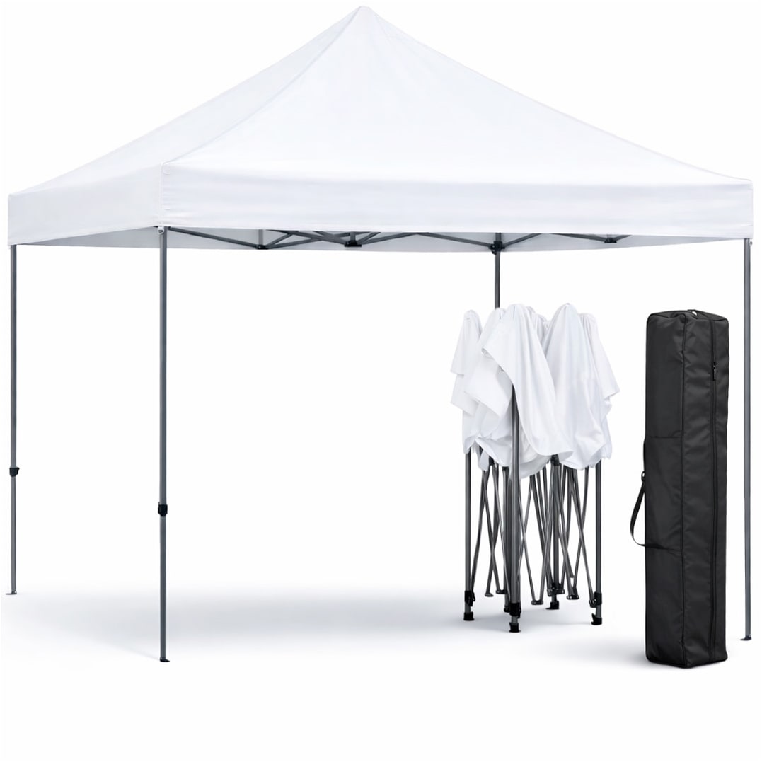 Gazebo Professionale 3x3 M Richiudibile Automatico In Acciaio Con Telo Oxford 1200D PVC Impermeabile e Anti UV Struttura a Fisarmonica con Sacche Zavo