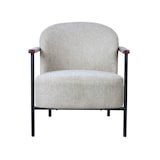 thumbnail of Relaxsessel aus Stahl, Holz und Stoff in Beige