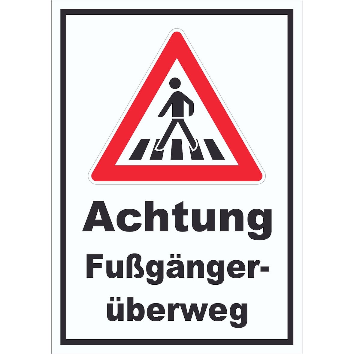 Schild Achtung Fußgängerüberweg A6 Rückseite selbstklebend