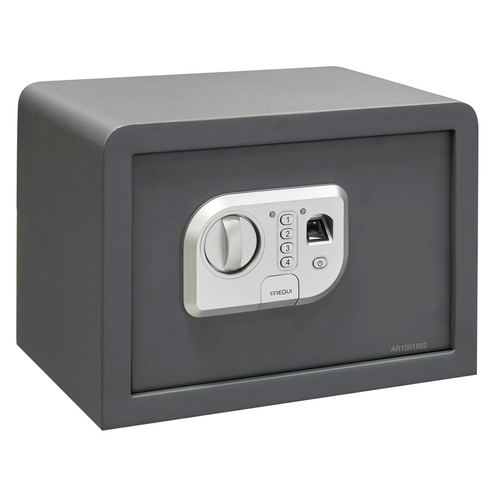 ARREGUI Print 140520 Caja fuerte de acero con apertura electronica mediante huella dactilar o con codigo|Caja de seguridad biometrica |25 x 35 x 25 cm