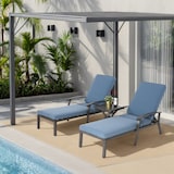 thumbnail of Gartenliege Aluminium mit Baumwollkissen Blau 204x58x100 cm mit 5fach verstellbarer Rückenlehne, wetterfest beschichtet, Kreuzgeflecht Design