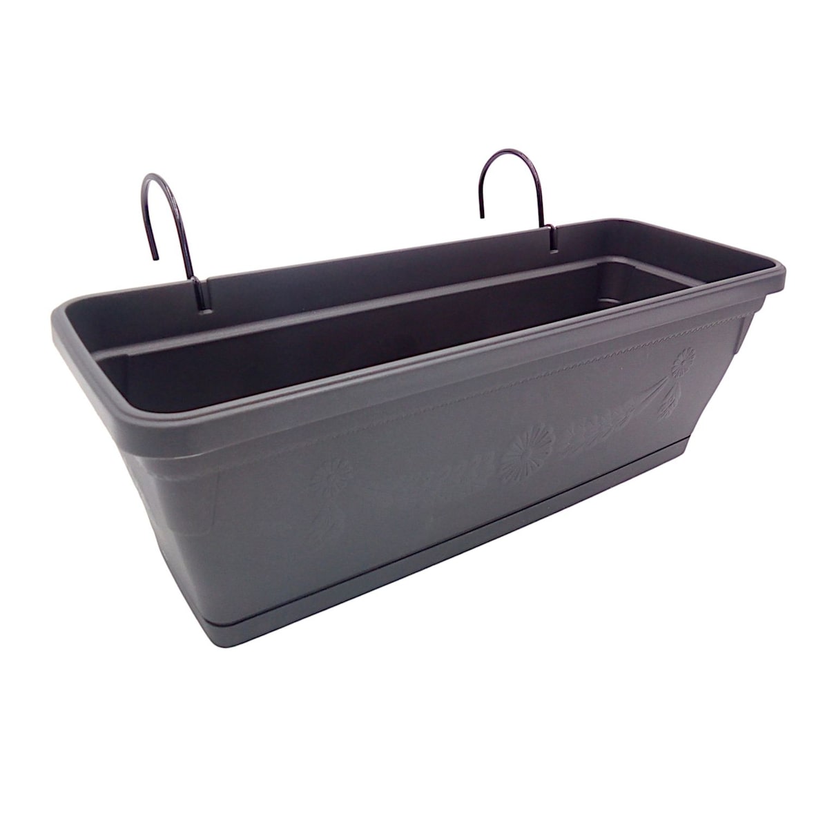 Balkonkasten 50cm mit Halterung Blumenkasten Pflanzkasten Pflanztopf Blumentopf anthrazit