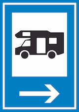 thumbnail of Campingplatz Wohnmobil Schild mit Pfeil rechts A1 (594x841mm)