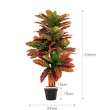 thumbnail of COSTWAY Planta Artificial Palmera Croton con Hojas Coloridas y Tronco de Madera Natural, Árbol Artificial en Maceta