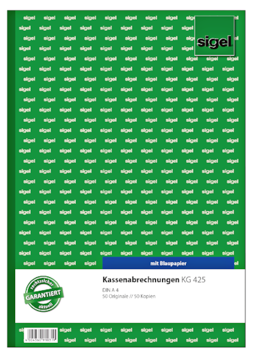 Sigel KG425 Décompte de caisse, format A4, ligné, 2 x 50 feuilles